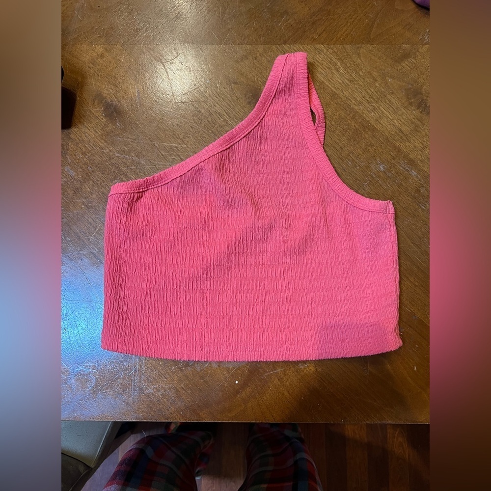 💃🏾 American Eagle Outfitters One-Shoulder Pink Crop Top XL